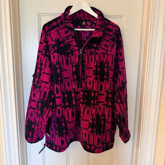 Nike ACG Tops - Vintage Nike ACG Pink and Black Fleece Half Zip Patterned Pullover